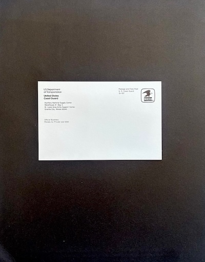 USCG/Auxiliary postage-paid Official Business Postcard